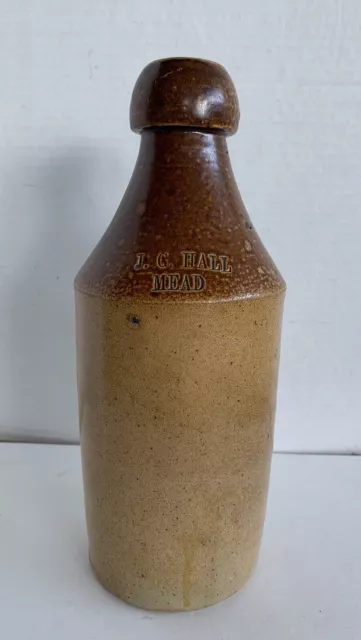Antique Bottle Stoneware Beer Mead J. C. Hall Old