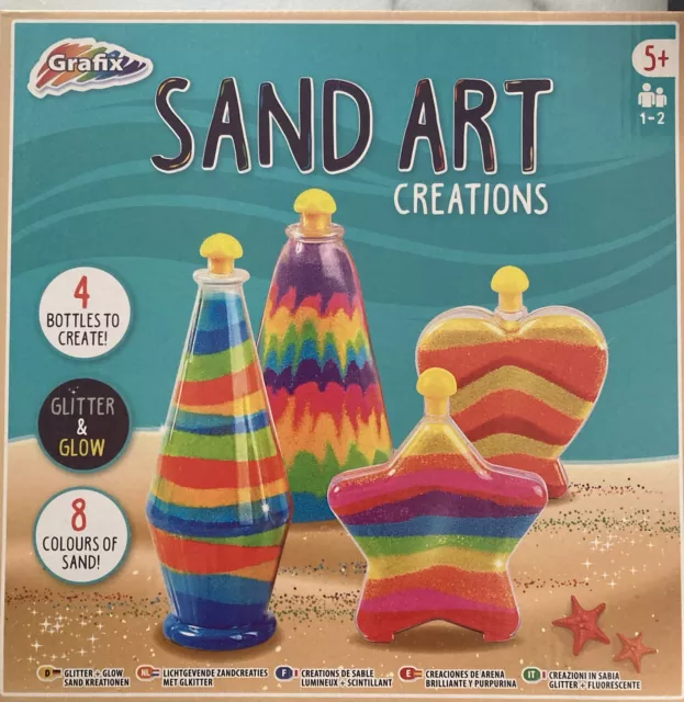 Childrens Sand Art Bottles Set Make Your Own Sand Activity Craft Kit Play Set 5+