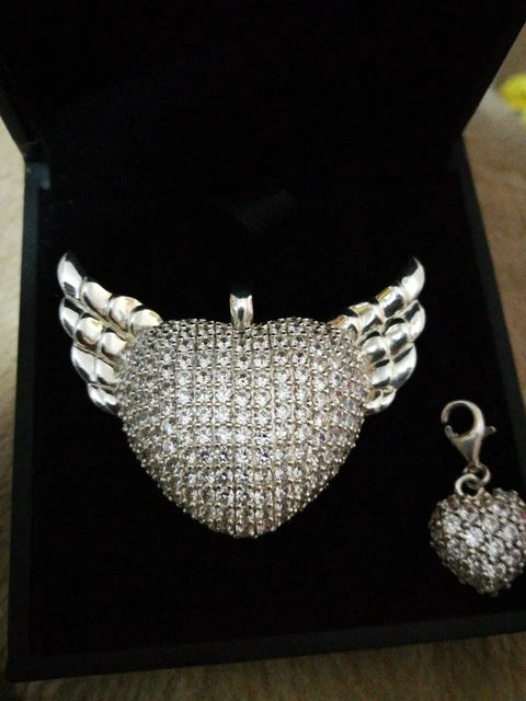 FANTASTIC THOMAS SABO Glam Soul Huge Angel Wings Clear Cz Puffed Heart Pendant 340.00 PicClick UK