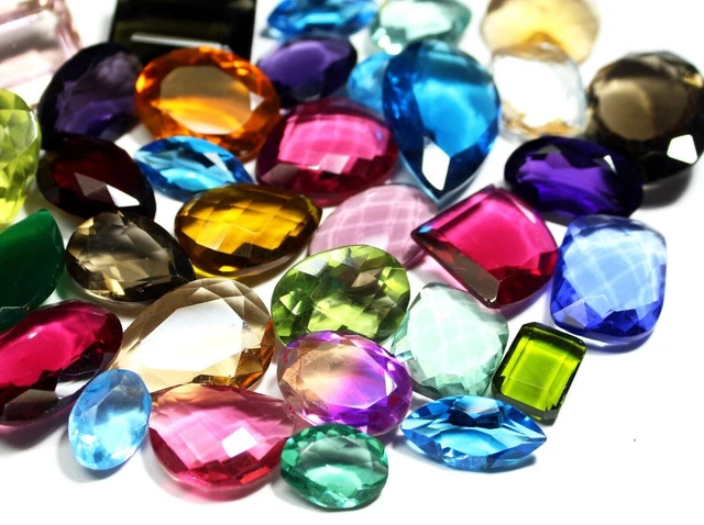 Lot De 100 Carats De Pierres à Facettes Multicolores - Verre, Qualité Excellente, Pour Création De Bijoux