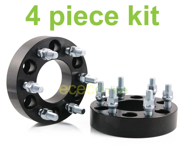 4pc 2" Black 6x135 Wheel Spacers Adapters with 87.1mm bore & 14x2 Coarse Studs
