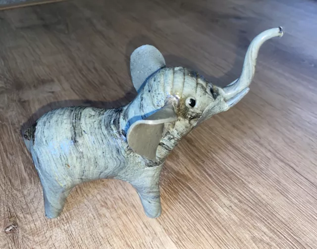 Vintage Paper Mache Elephant Statue Figurine 7” Tall