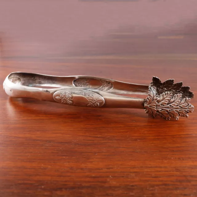 Ca, Stuttgart 18Thc German .812 Silver (13 Loth) Sugar / Ice Tongs Grapes & Vine