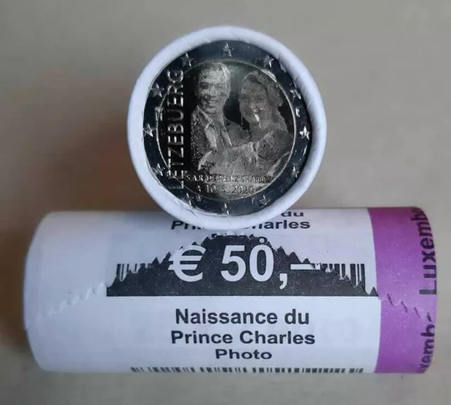 25 x 2 Euro Gedenkmünze als Rolle Luxemburg 2020 Geburt Prinz Charles Foto