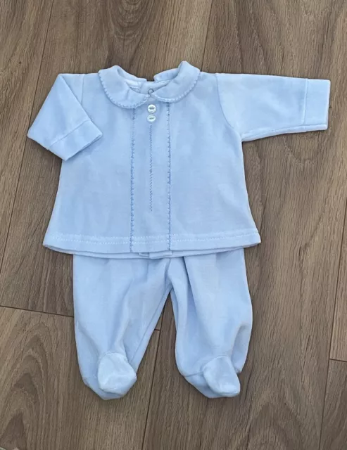 baby boy PEX spanish style blue velour outfit set newborn