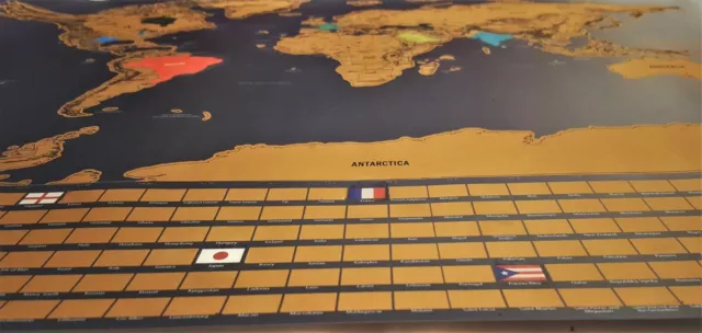 NEW BIG Scratch Off World Map Travel Tracker,  Outlined US States, Country Flags 2