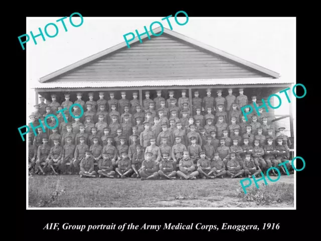 Old Large Historic Photo Of Aif Anzacs Army Medical Corps Enoggera 1916
