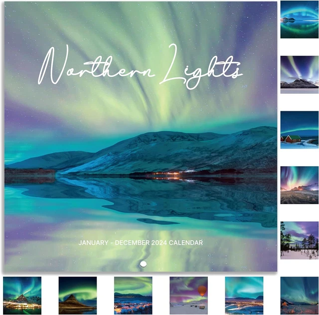 2024 WALL CALENDAR Nothern lights 2024, January 2024 blue 25.03