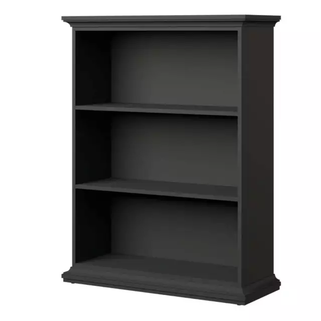 Paris French Country Style Low Wide Bookcase In Matt Grey 3