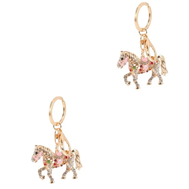 2 PCS Kids Horse Keyrings Keychain Horse Keychain Keyrings Car Keys Rhinestones