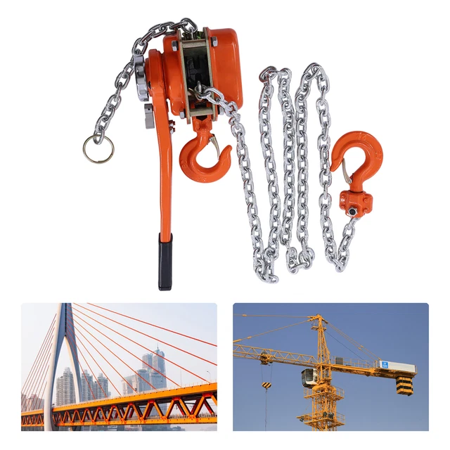 MANUAL LEVER BLOCK Chain Hoist Ratchet Type Come Along Puller Orange 1.