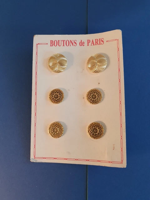 Lot De 6 Boutons Vintage En Métal Noir Et Doré, Forme Ovale Avec Pied, 1,8x1,5 Cm Ref 1007