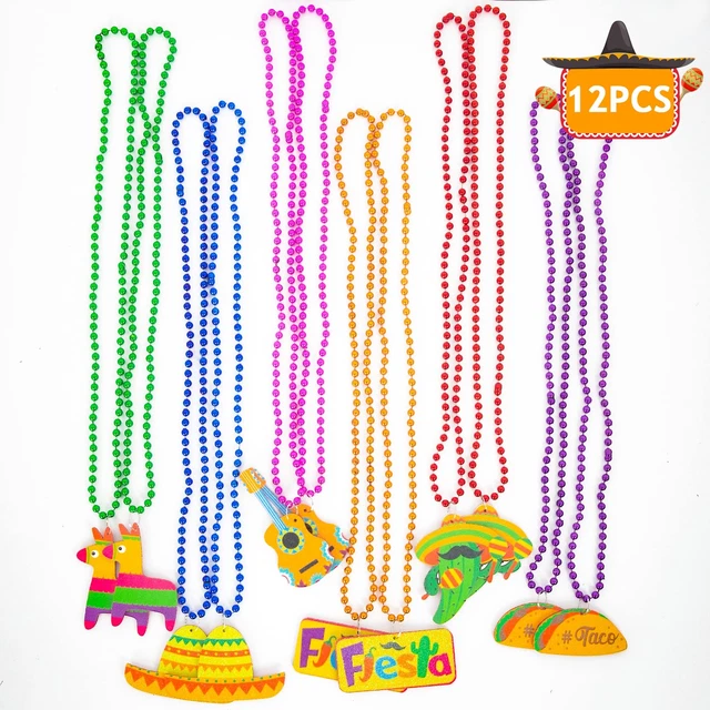 Cinco de Mayo Party Favors, 12PCS Fiesta Necklace Bead Favors, Mexican Metall...
