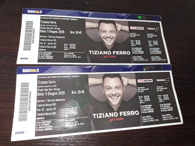 Nr.2 Biglietti Concerto Tiziano Ferro San Siro Milano 15/06/2023