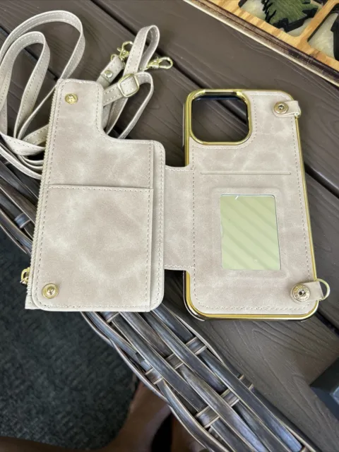 iPhone 14 Purse PU Leather Wallet Case Wrist Strap Kickstand Card Holder