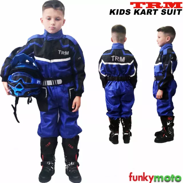 Traje De Kart Una Pieza Para NiãOs Trm Traje Carrera Motorcross Go-Kart Azul