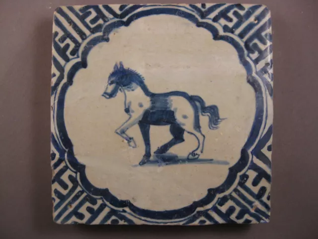 Antique Dutch animal Tile Rotterdam horse 17th - free shipping