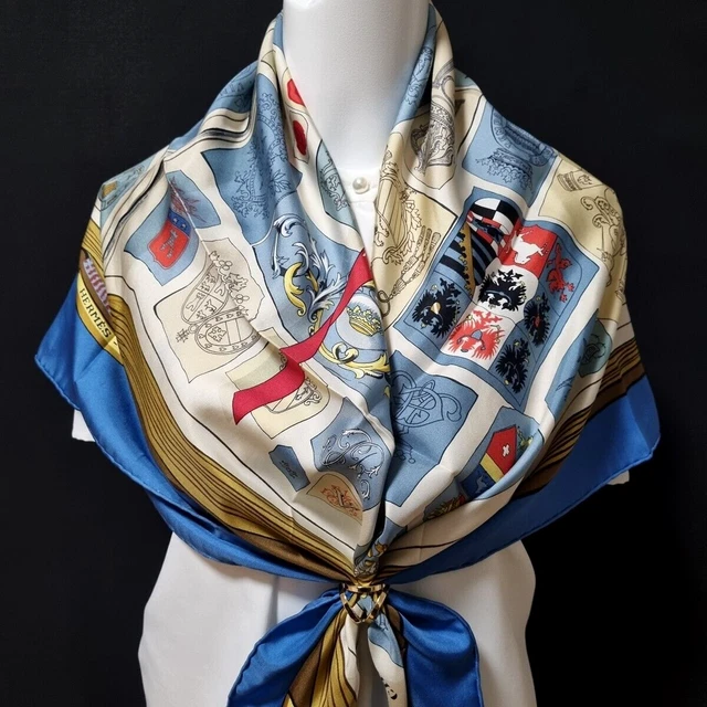 Foulard Carré Vintage Monogramme, Couleur Bordeaux Et Marron - Très Bon état