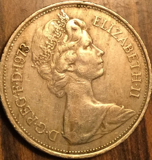 1973 Uk Gb Great Britain 10 New Pence Coin