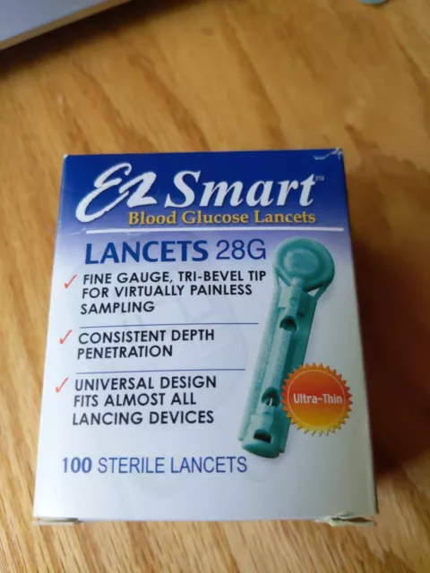 EZ Smart Blood Glucose 28G Lancets Sealed Package Of 100