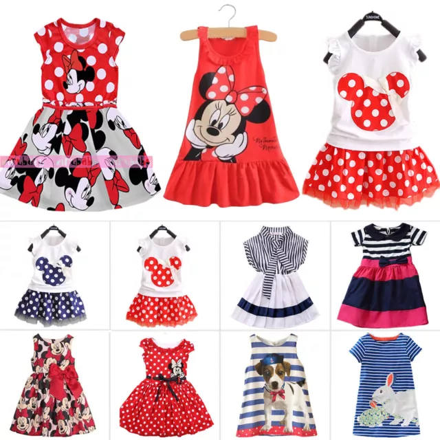 Kids Baby Girls Minnie Mouse Party Mini Dress Summer Sundress Age 1-7Years GiftЙ 2