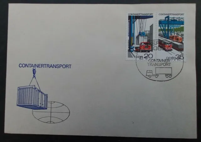 1978 Germany (DDR) Container Transportation FDC ties 2 Stamps cd Berlin