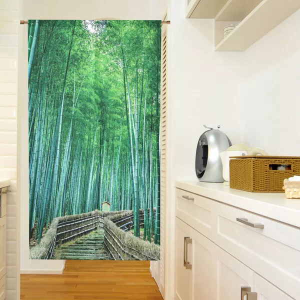 NOREN Door Curtain Japanese Doorway Divider Tapestry 85X150cm Green Bamboo Grove