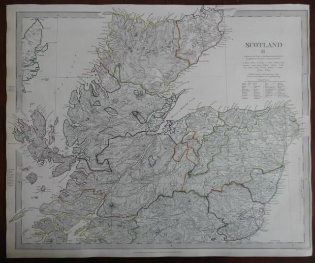 Scottish Highlands Argyle Inverness Aberdeen c. 1840 SDUK detailed antique map