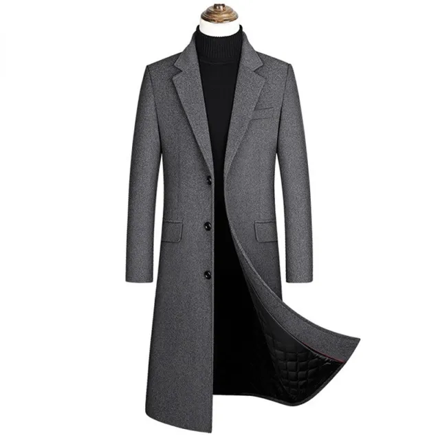 Autumn Winter Men's Extra Long Trench Coat Thick Warm Padded Jacket Male Outwear