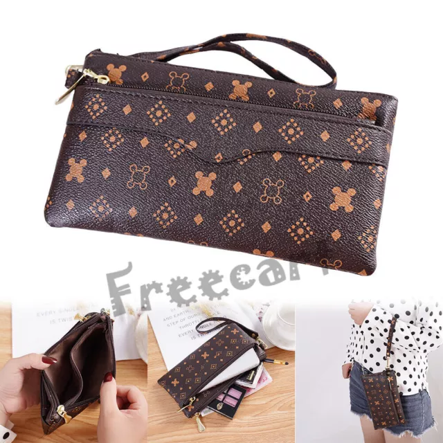 Womens Leather Clutch Wallet Handbag Card Holder Long Purse Phone Bag Case Zip 3