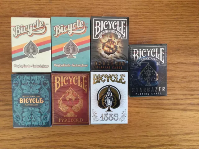 Bicycle Playing Cards 1885 Asteroid Retro 1980s Sea King Fyrebird Lot Of 7 B2