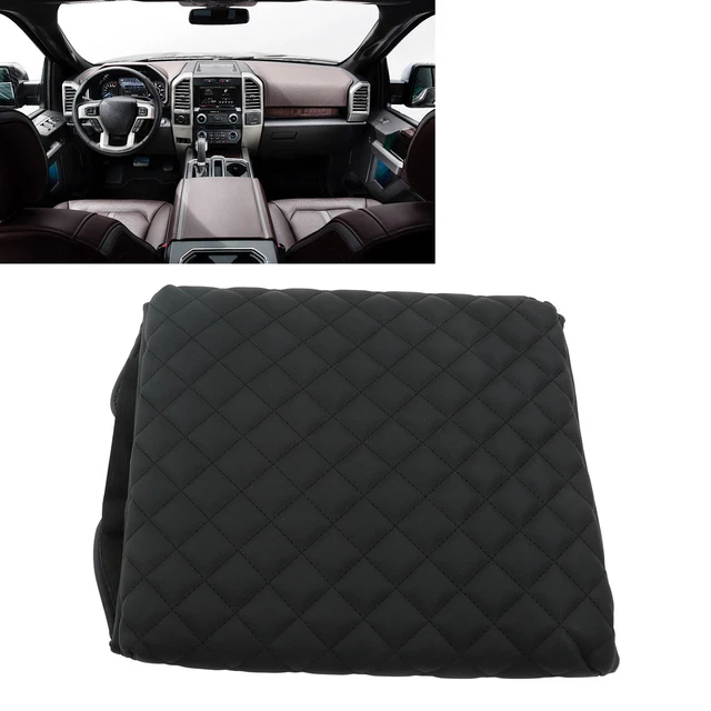 Car Center Console Lid Armrest Box Cover Protector Black Synthetic Leather