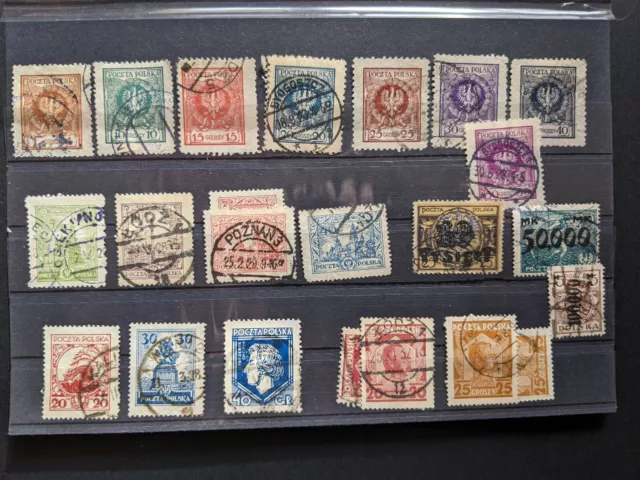 Briefmarken Polen ab 1923, z.B. Adler im Lorbeerkranz, Aufdruckmarken & andere