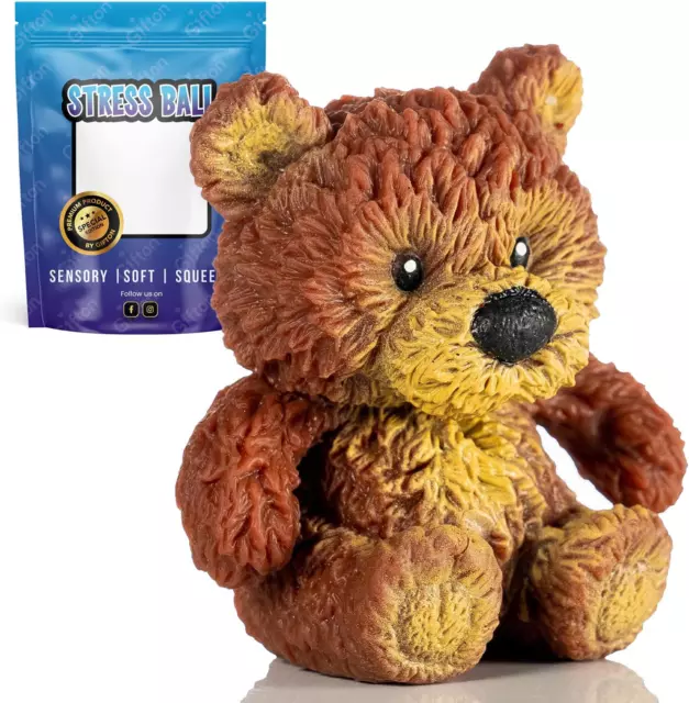 Gifton - Stretchy Teddy Bear Stress Relief Ball - Novelty 2020 Rubber Design - -