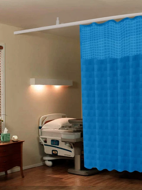 Polyester Dark Blue Cubes Square ICU Partition SIZE:120 x 215,Hospital Curtain