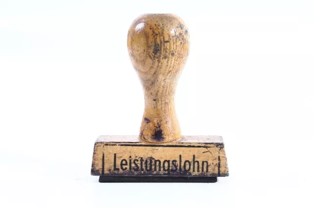 alter Stempel Holzstempel mit Motiv LEISTUNGSLOHN