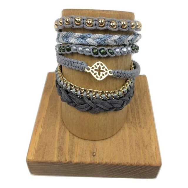 Charming Charlie Bracelet Silver Tone Gold Gray Multi-strand Magnetic