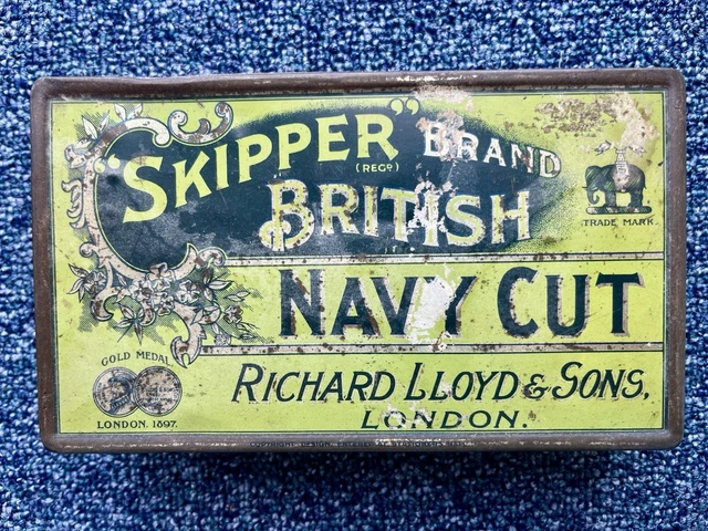 ⭐️ VINTAGE RICHARD LLOYD & SONS Skipper Brand Navy Cut TOBACCO TIN c 1920's  ⭐️ £14.99