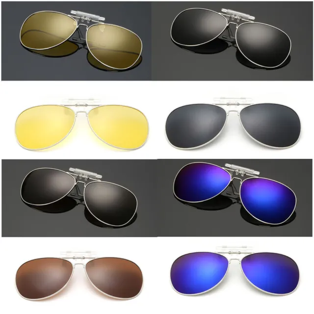 Trendy Men's Sunglasses Clip-on Flip-Up Polarized UV400 Driving Vision Glasses