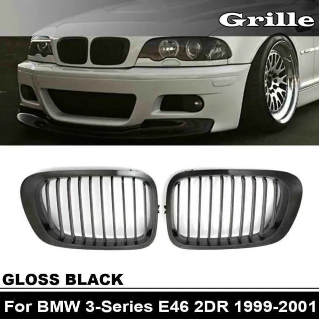 GLOSS BLACK FRONT Kidney Grill Grille For BMW 3-Series E46 2-Door 98-01  Coupe CI $52.14 - PicClick AU