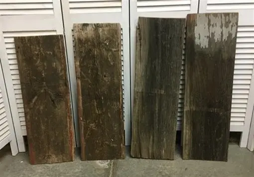 4 Barn Wood Reclaimed Planks, Wall Siding Boards, Lumber Floating Shelf W