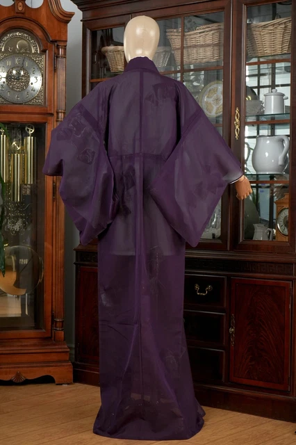 Dear Vanilla Japanese Silk Kimono Women's Robe Gown Authentic Japan Vintage Mint 9