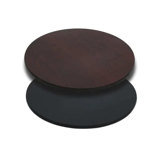 Flash Furniture 24in Round Reversible Laminate Tabletop- Black/Mahogany