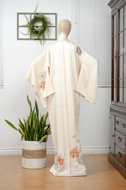 Dear Vanilla Japanese Silk Kimono Women's Robe Gown Authentic Japan Vintage Mint 10