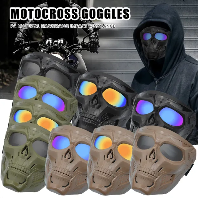 Skeleton Motorcycle Goggles Skull Face Mask Motocross Riding Protective Eyewear