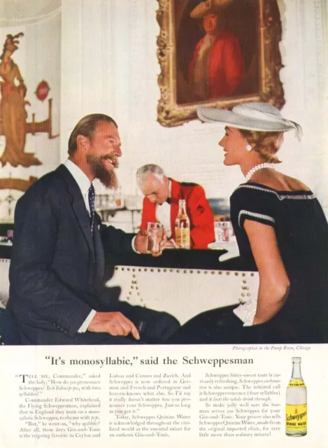 Schweppes It's monosyllabic Schweppesman Tonic ad 1954