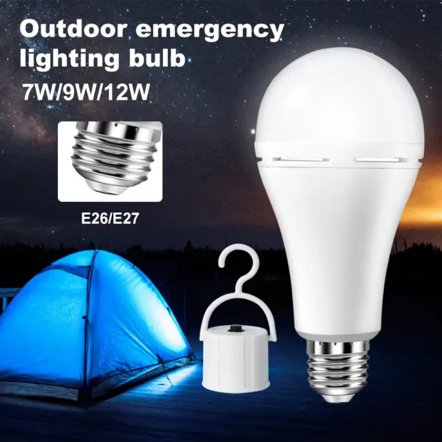 Rechargeable E27 Emergency Bulbs LED Light with Battery Backup Smart Lamp + Hook