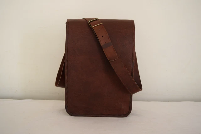 Vintage Leather Messenger Bag 13" Laptop Satchel School Crossbody Shoulder Bags