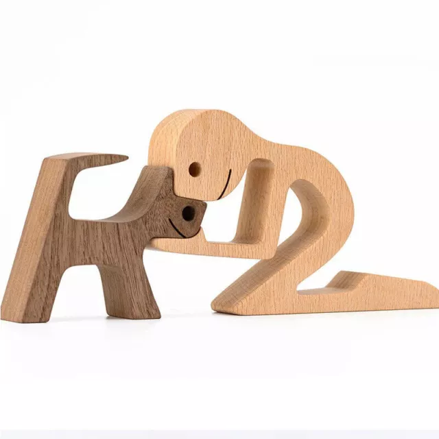 Handmade Wooden Statue, Sitting Woman and Dog, Wood Decor Craft DIY Home Decor 2