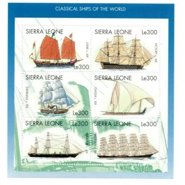 Sierra Leone 1998 - Sailing Ships of the World - Sheet of 6v - Scott 2121 - MNH